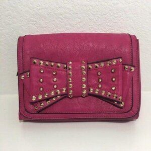 MMS Clutch Bag Pink Rhinestone Details Bow